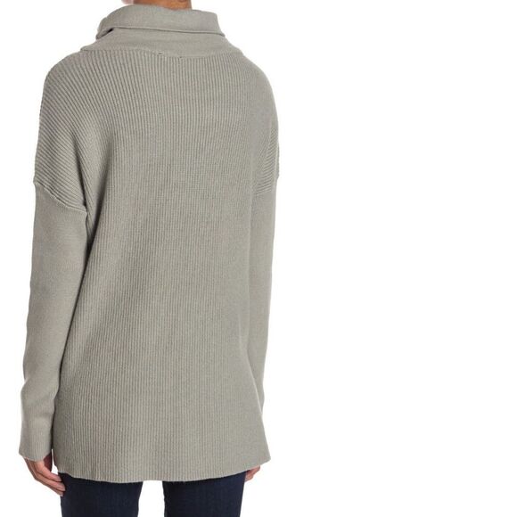 Gray Turtleneck Sweater Medium Long Sleeve Classic Rib Casual Blouse Top Boho - Picture 3 of 3